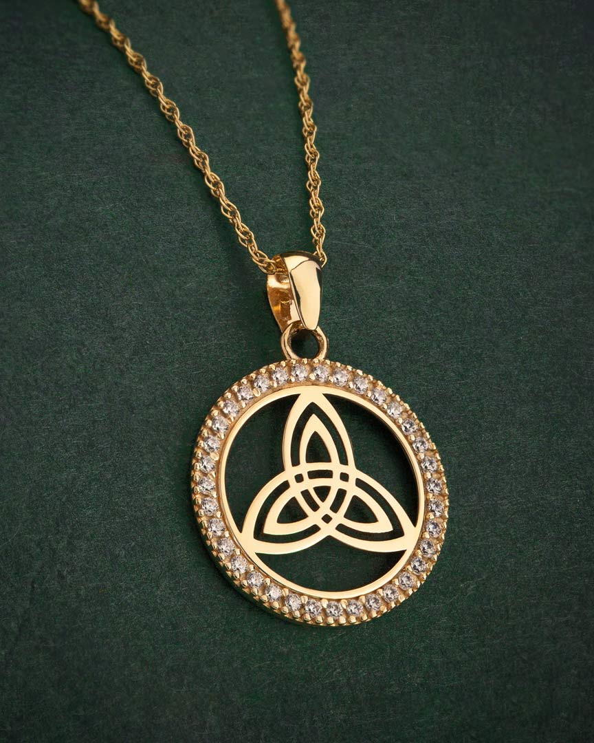 10K Gold Cz Round Trinity Knot Necklace - Image 3