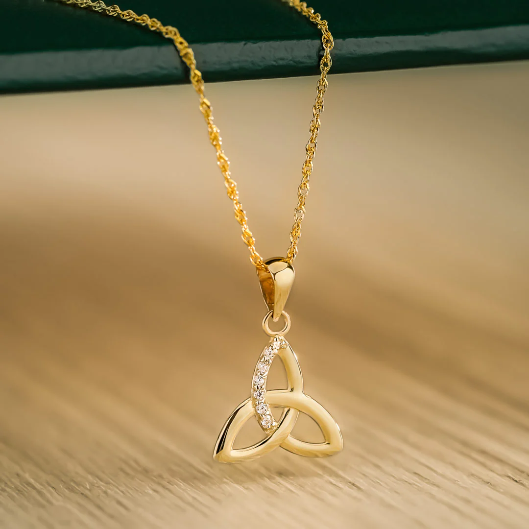 10K Gold Cz Trinity Knot Necklace - Image 3
