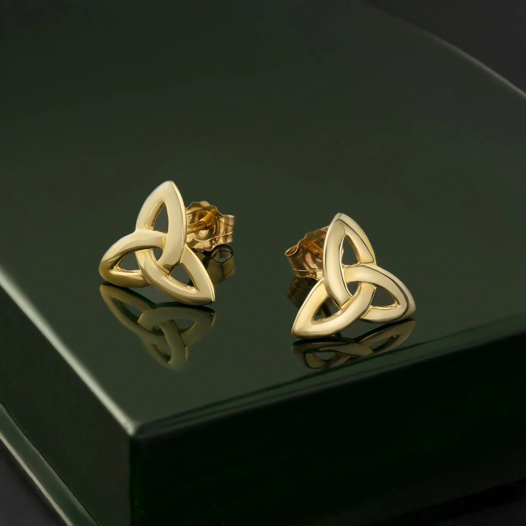 10K Gold Trinity Knot Stud Earrings - Image 3