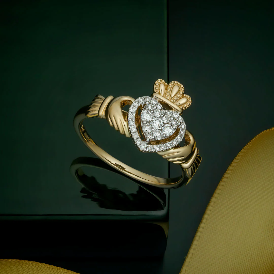 14K Gold Diamond Engagement Claddagh Ring - Image 4