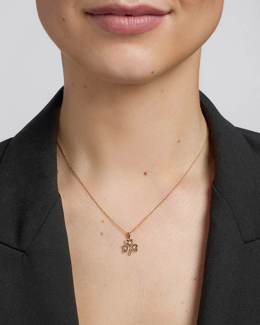 14K Gold Diamond Shamrock Pendant - Image 3