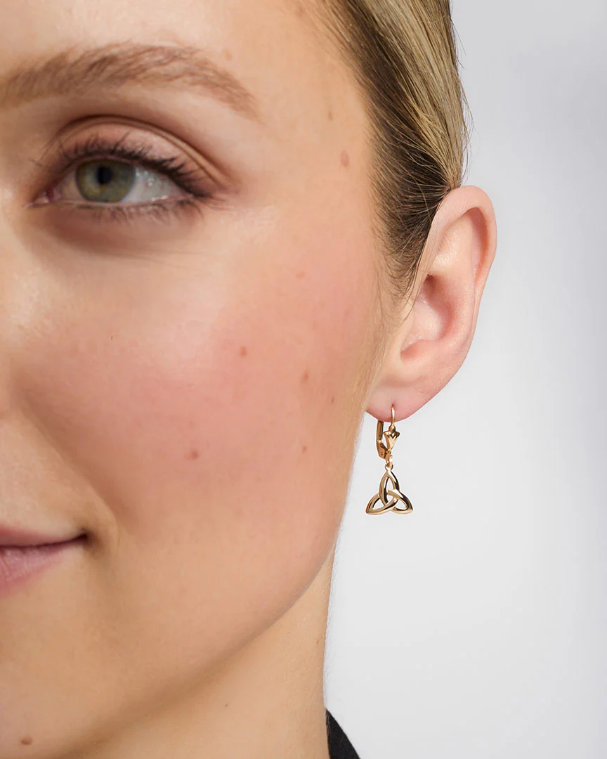 14K Gold Trinity Knot Drop Earrings - Image 3