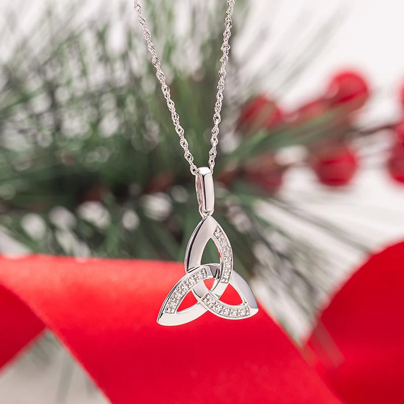 White Gold Diamond Trinity Knot Necklace - Image 4