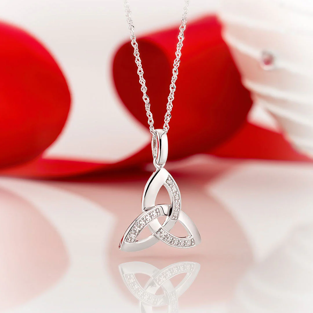 White Gold Diamond Trinity Knot Necklace - Image 5