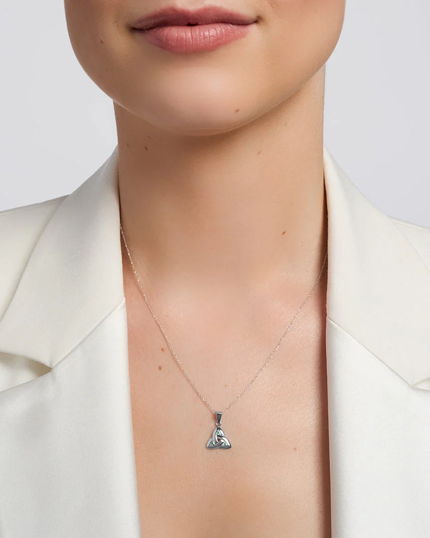 White Gold Emerald Trinity Knot Pendant - Image 3