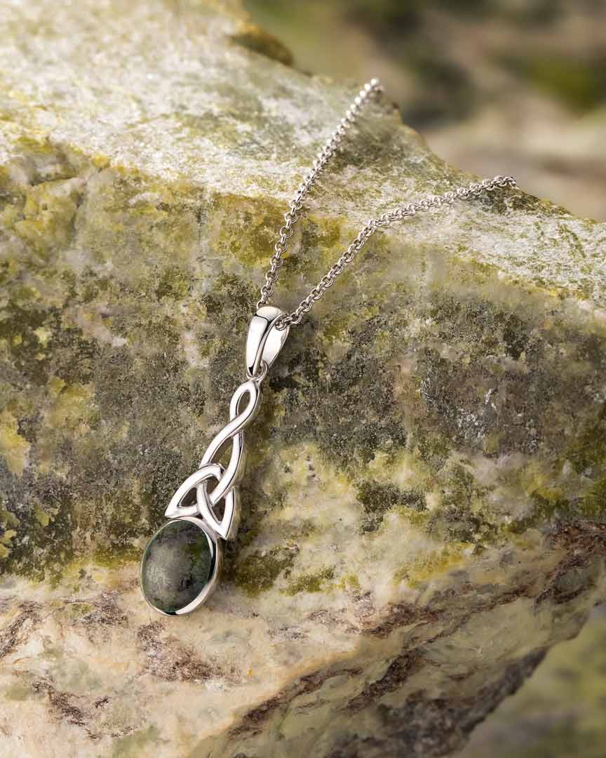 Connemara Marble Long Celtic Knot Pendant - Image 4