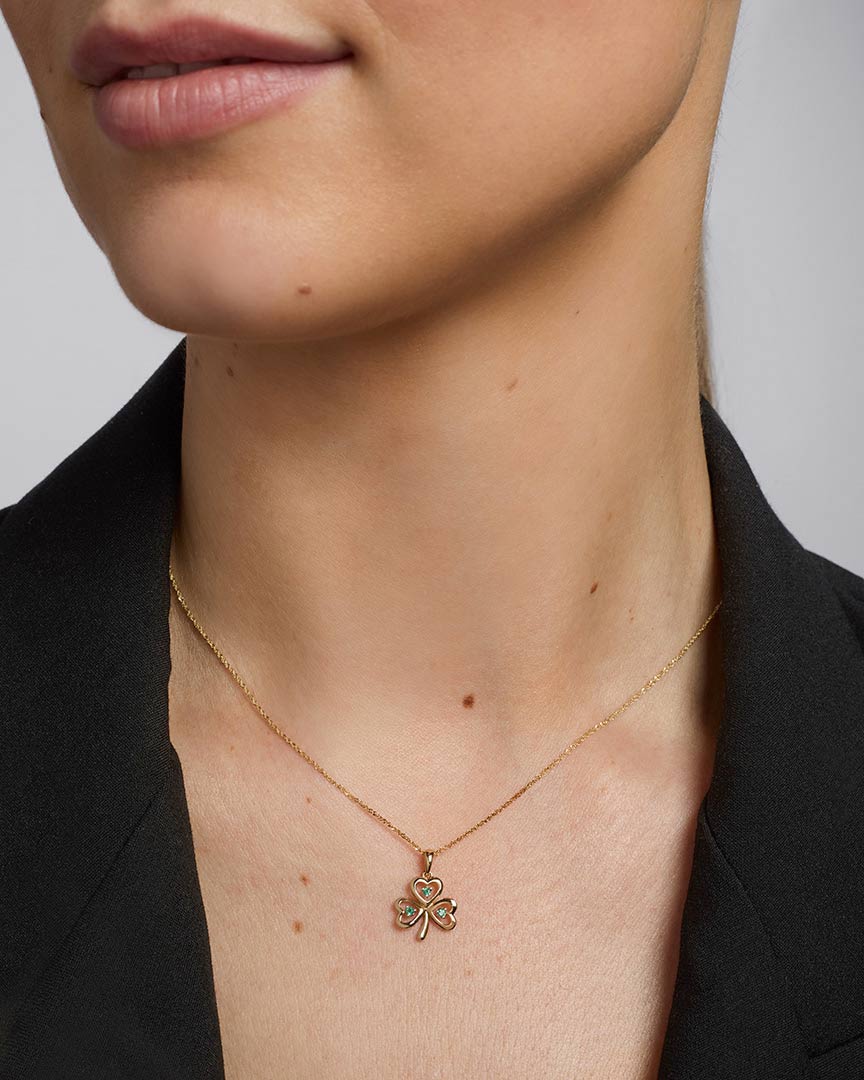 Emerald Set Gold Shamrock Necklace - Image 3