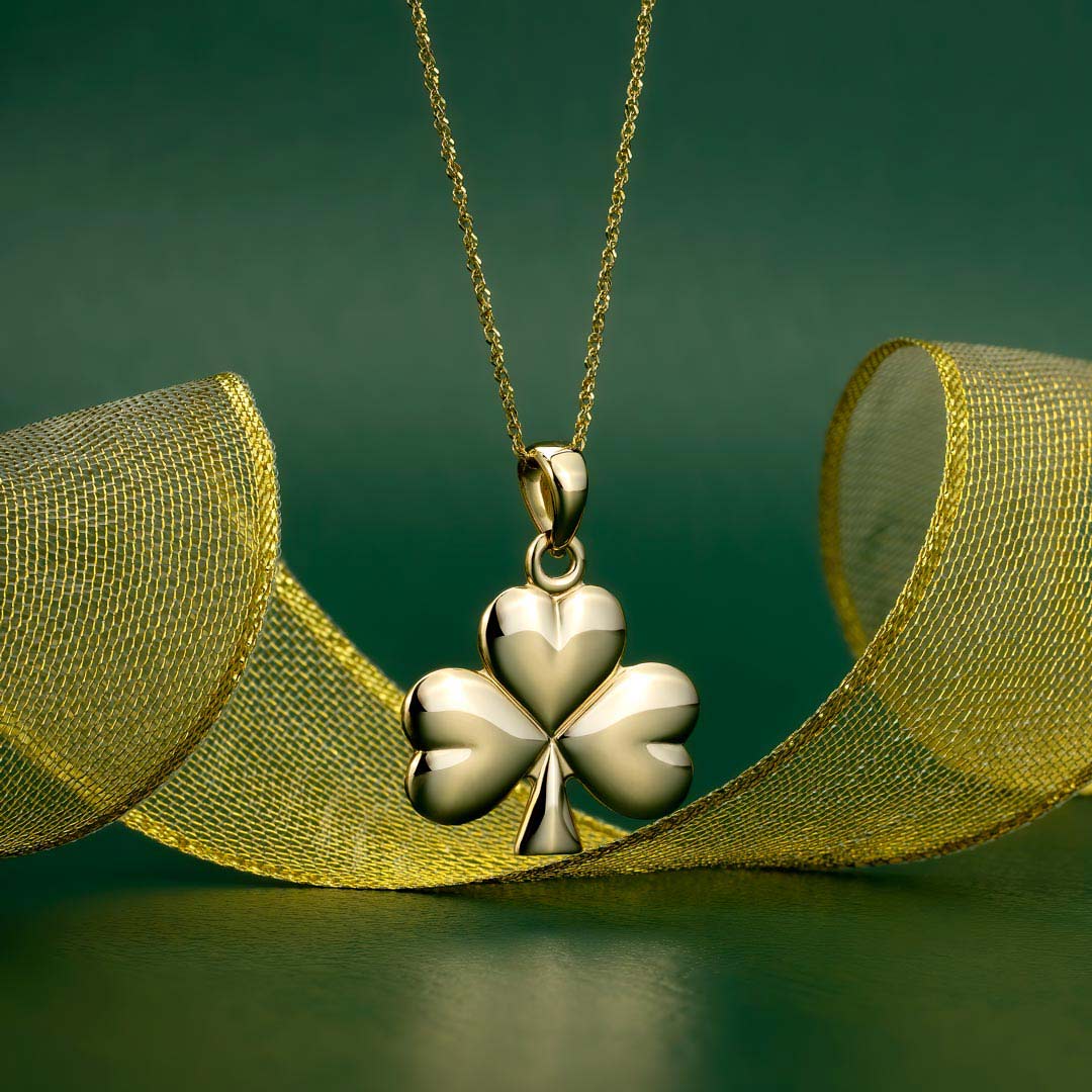 Gold Shiny Shamrock Pendant - Image 4