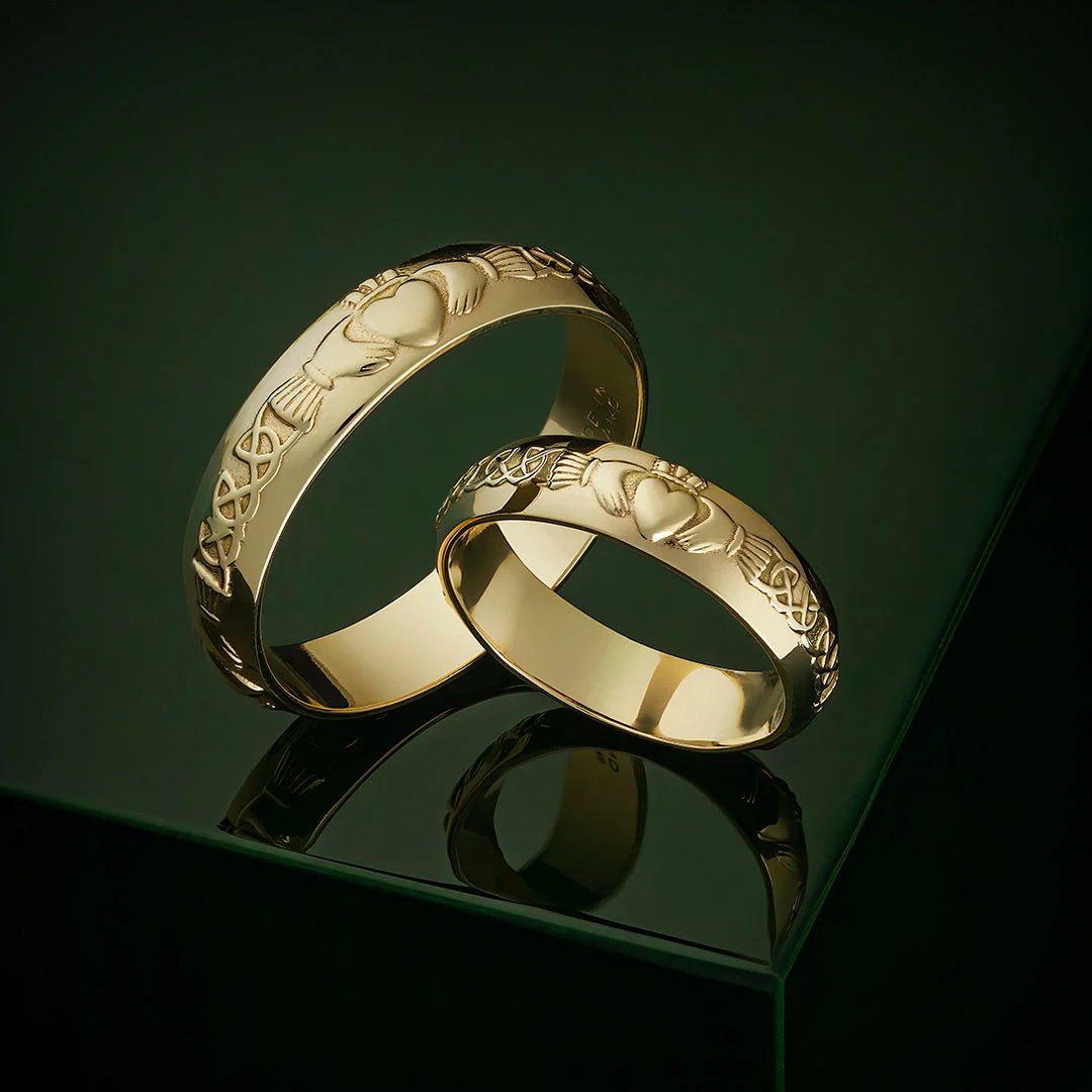 14K Gold Men's Claddagh Wedding Band - Image 4