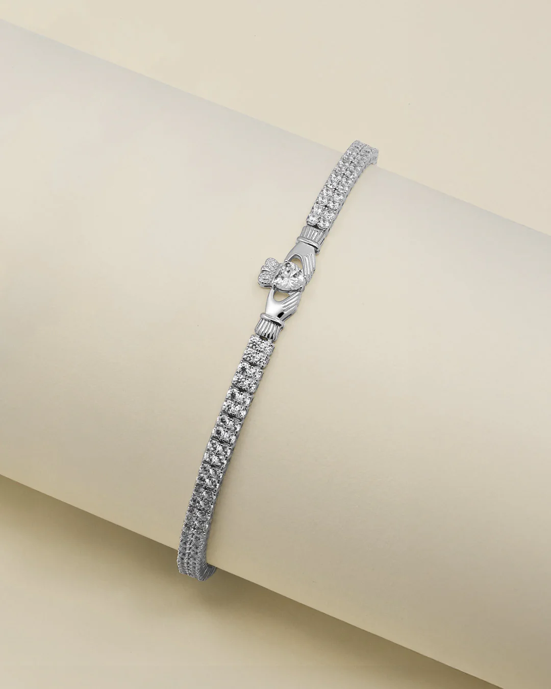 Silver Multi Cz Set Claddagh Tennis Bracelet - Image 5