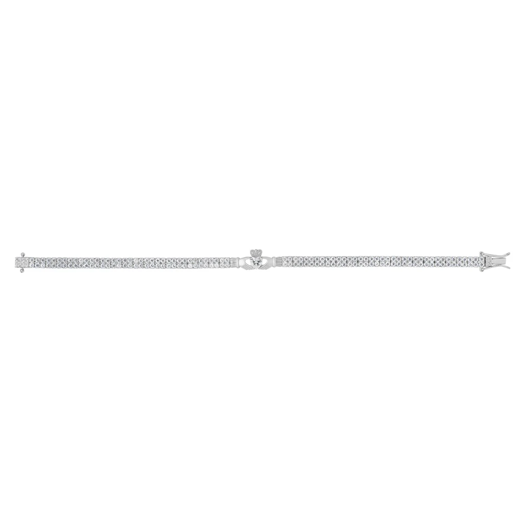Silver Multi Cz Set Claddagh Tennis Bracelet - Image 6