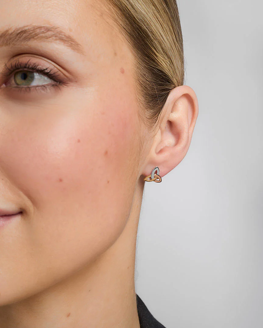 14K Multi Gold Colour Trinity Knot Stud Earrings - Image 3