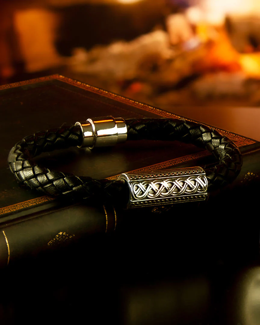 Silver Celtic Knot Leather Bracelet - Image 5