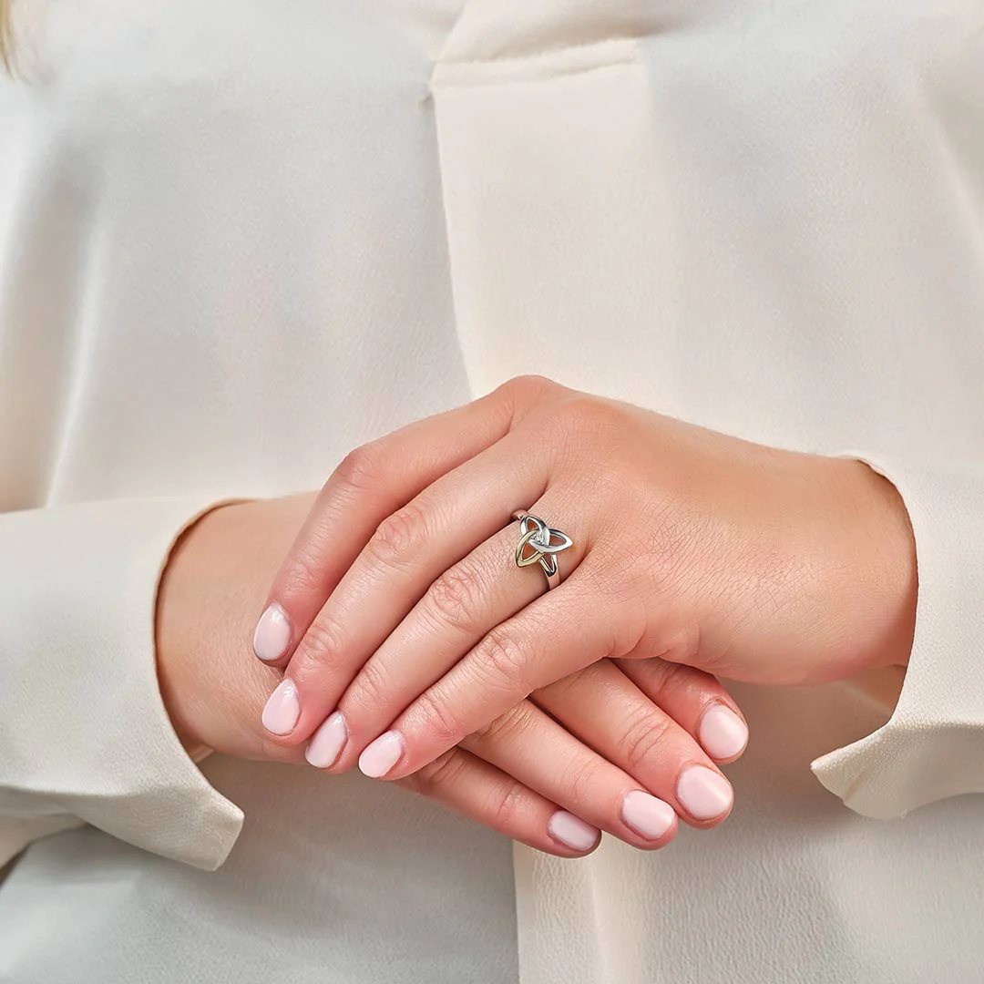 Gold and Silver Diamond Trinity Knot Ring - Image 3