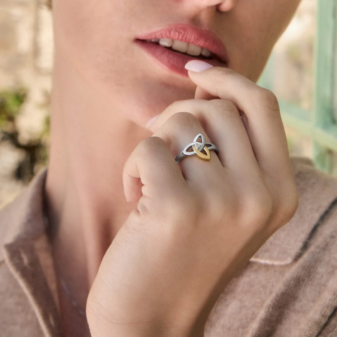 Gold and Silver Diamond Trinity Knot Ring - Image 4