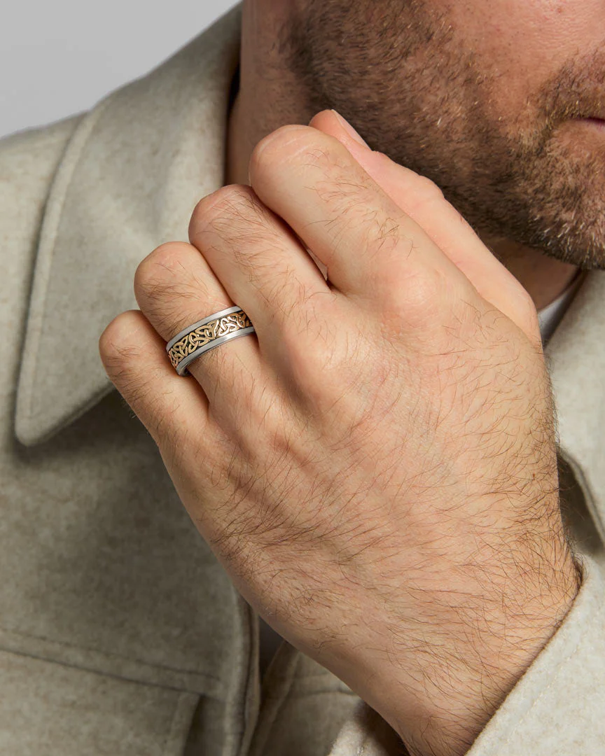 Gents Silver & Gold Trinity Knot Ring - Image 4