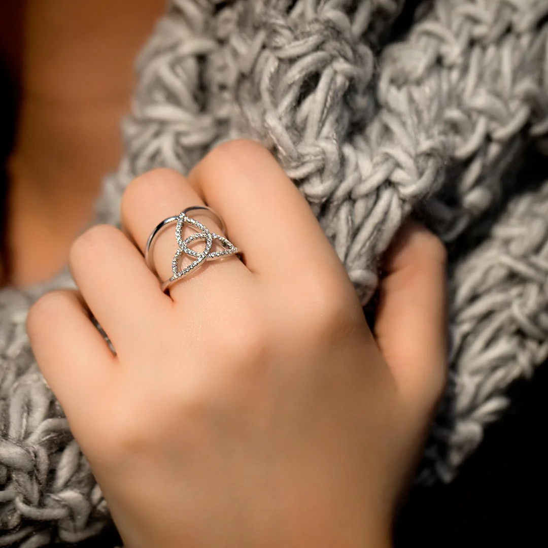 Silver Cz Trinity Knot Ring - Image 3