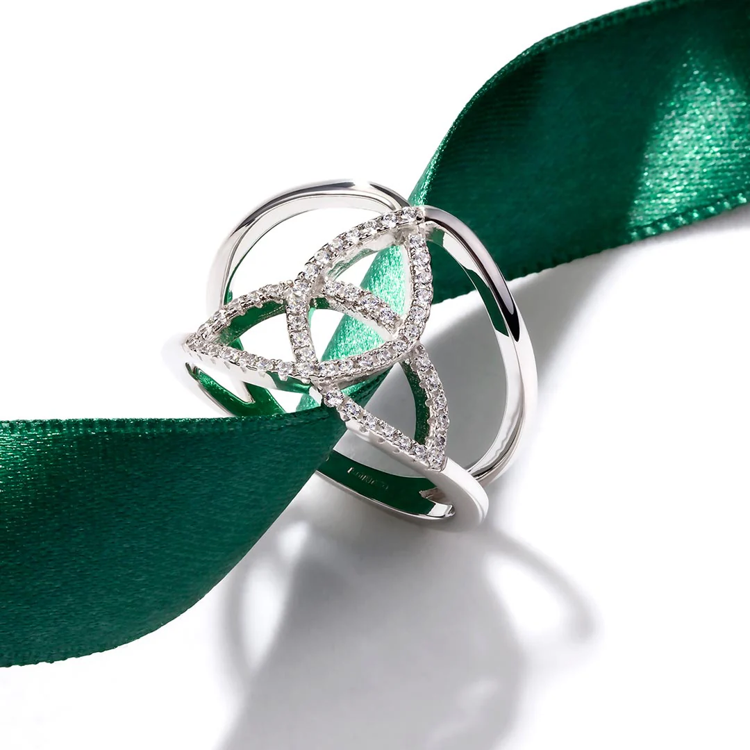 Silver Cz Trinity Knot Ring - Image 4