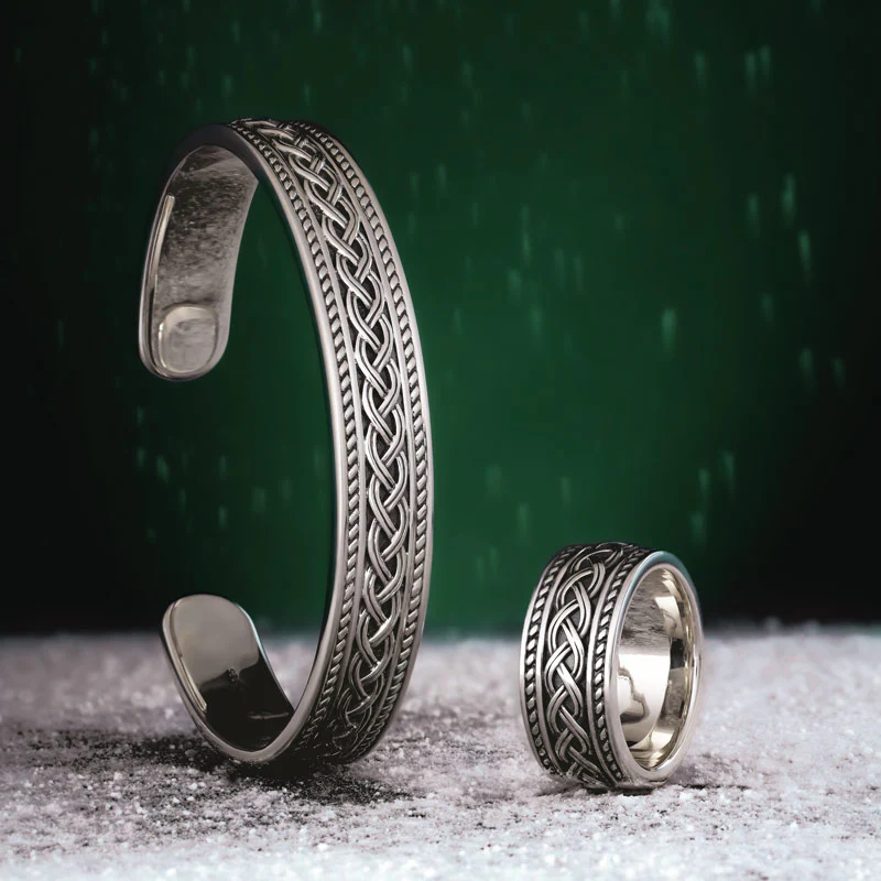 Oxidised Silver Heavy Celtic Knot Bangle - Image 4